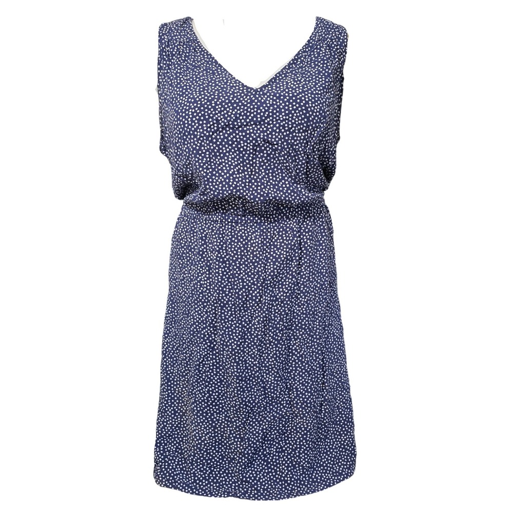 OLD NAVY blue white dot sleeveless v-neck rayon mini dress elastic waist XL